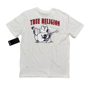 True Religion Buddha Monk Guitar White T-Shirt Men's Size Large NWT